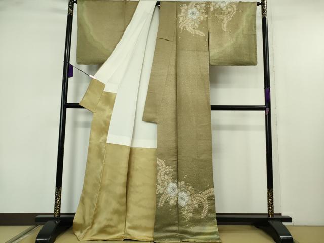 平和屋本店●最高級 初代 久保田一竹 幻の辻が花 訪問着 彩皇 辻が花4個 暈し染め 金通し地 ロング丈 共箱・たとう紙付き 逸品 DZAB7422kh6