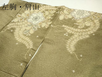 平和屋本店●最高級 初代 久保田一竹 幻の辻が花 訪問着 彩皇 辻が花4個 暈し染め 金通し地 ロング丈 共箱・たとう紙付き 逸品 DZAB7422kh6