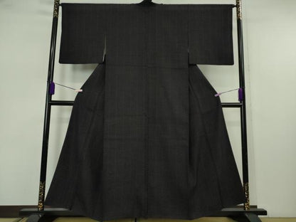 平和屋着物●極上　本場結城紬　重要無形文化財　濃紺地　逸品　DZAB7424kh6