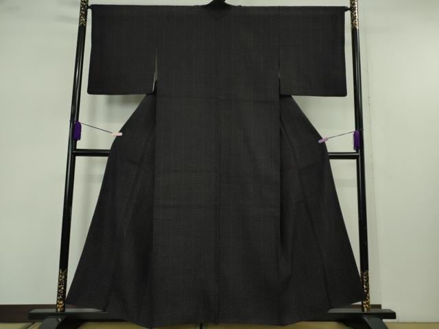平和屋着物●極上　本場結城紬　重要無形文化財　濃紺地　逸品　DZAB7424kh6