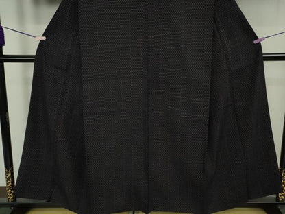平和屋着物●極上　本場結城紬　重要無形文化財　濃紺地　逸品　DZAB7424kh6