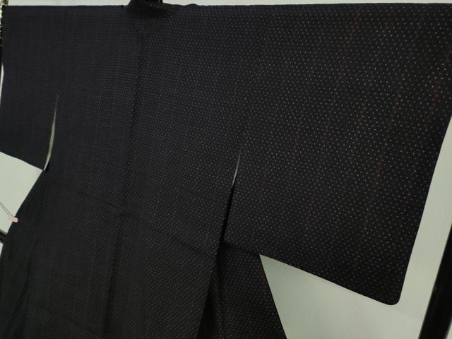 平和屋着物●極上　本場結城紬　重要無形文化財　濃紺地　逸品　DZAB7424kh6