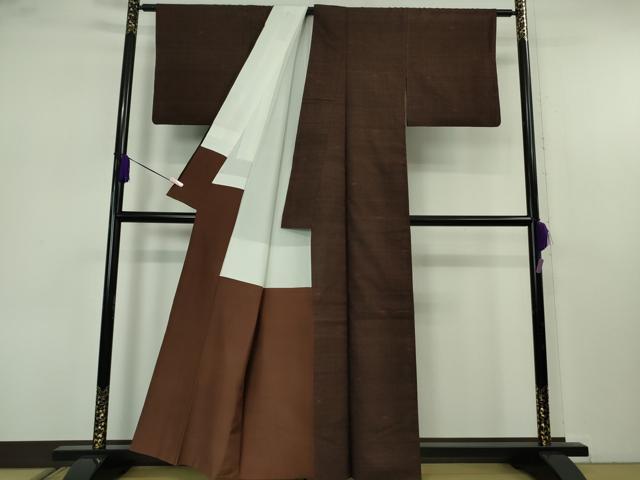 平和屋本店●極上　国指定重要無形文化財　本場久米島紬　手織　廣田紬謹製　反端付き　逸品　DZAB7425kh6