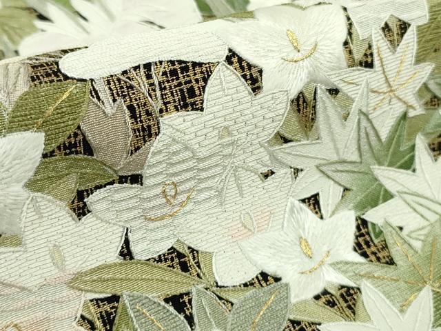平和屋本店●極上　黒留袖・長襦袢(袷)セット　総刺繍　草花文　金糸　逸品　DZAB7428kh6