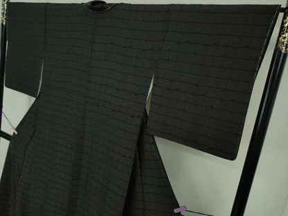 平和屋本店●極上　国際的伝統工芸作家　十二代・藤林徳扇　苑寿　お召　源氏香　黒地　銀糸　銀通し地　逸品　未使用　DZAB7429kh6