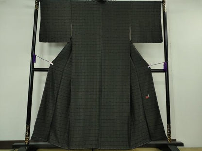 平和屋本店●極上　国際的伝統工芸作家　十二代・藤林徳扇　苑寿　お召　源氏香　黒地　銀糸　銀通し地　逸品　未使用　DZAB7429kh6
