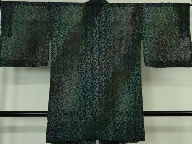 平和屋着物∞極上　道中着　オーガンジー　スリーシーズン 春夏秋　塵除け　ロング丈　刺繍　レース　飾花文　暈し染め　逸品　DZAB7431kh6