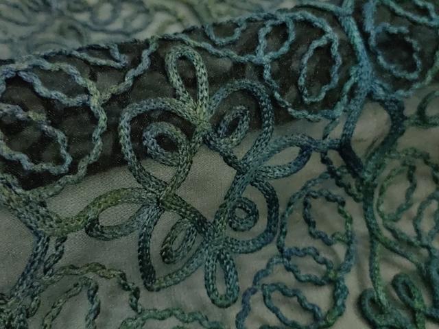 平和屋着物∞極上　道中着　オーガンジー　スリーシーズン 春夏秋　塵除け　ロング丈　刺繍　レース　飾花文　暈し染め　逸品　DZAB7431kh6