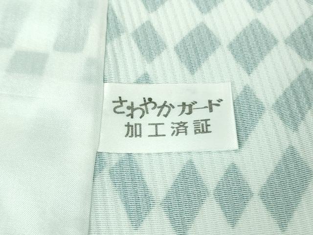 平和屋着物▽極上　小紋　単衣　変わり市松　楽器地紋　ピアノ　バイオリン　銀糸　反端付き　逸品　未使用　DZAB7432kh6