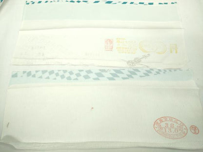 平和屋着物▽極上　小紋　単衣　変わり市松　楽器地紋　ピアノ　バイオリン　銀糸　反端付き　逸品　未使用　DZAB7432kh6