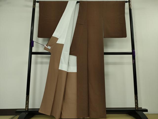 平和屋着物●極上　洗える最高級着物　＜英＞はなぶさ謹製　小紋　角通し　黒茶色×黒　逸品　DZAB7435kh6