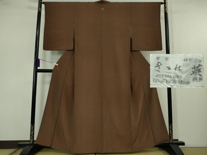 平和屋着物●極上　洗える最高級着物　＜英＞はなぶさ謹製　小紋　角通し　黒茶色×黒　逸品　DZAB7435kh6