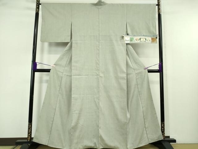平和屋本店●極上　本場結城紬　重要無形文化財　奥順謹製　色無地　柳鼠色　証紙・鑑定証付き　逸品　DZAB7436kh6