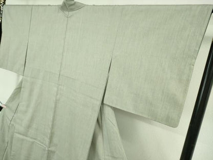 平和屋本店●極上　本場結城紬　重要無形文化財　奥順謹製　色無地　柳鼠色　証紙・鑑定証付き　逸品　DZAB7436kh6