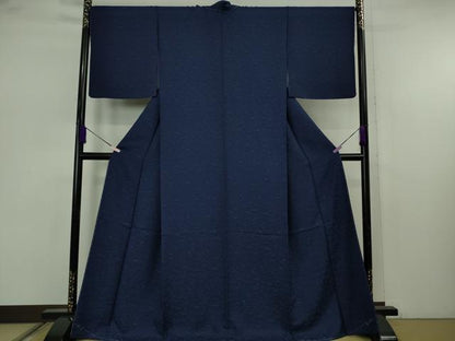 平和屋本店●極上　天然藍染　こんや　阿波藍　天然灰汁建　お召　瓢箪　京都きもの友禅扱い　証紙付き　逸品　未使用　DZAB7439kh6