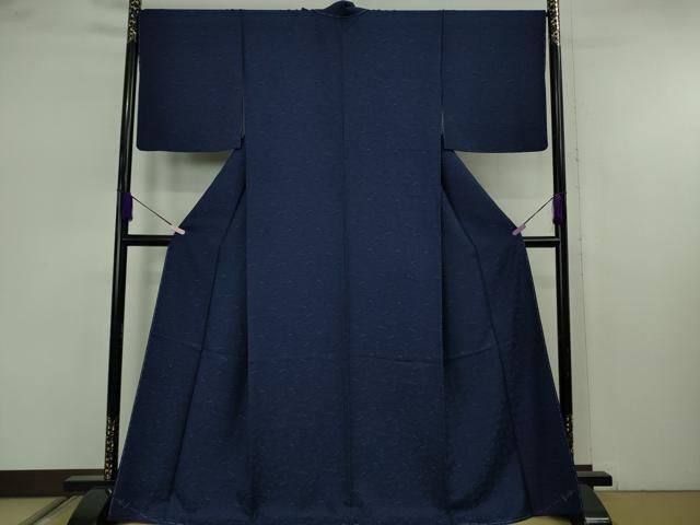 平和屋本店●極上　天然藍染　こんや　阿波藍　天然灰汁建　お召　瓢箪　京都きもの友禅扱い　証紙付き　逸品　未使用　DZAB7439kh6
