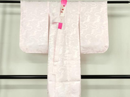 平和屋本店[]希少　京加賀友禅　百貫石峰 　七五三　女の子　3歳　祝着・襦袢(袷)セット　鴛鴦花文　臙脂色地　逸品　DZAB7444kh6
