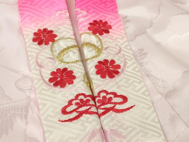 平和屋本店[]希少　京加賀友禅　百貫石峰 　七五三　女の子　3歳　祝着・襦袢(袷)セット　鴛鴦花文　臙脂色地　逸品　DZAB7444kh6