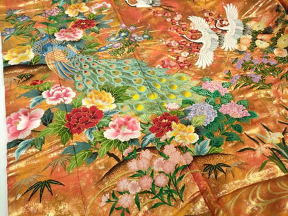 平和屋本店●極上　中国三大刺繍　相良刺繍　色打掛　和装　婚礼　結婚式　花嫁　神社挙式　孔雀飛鶴吉祥花文　金糸　逸品　DZAB7448kh6