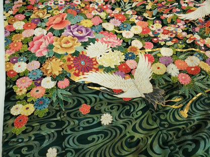 平和屋本店●極上　中国三大刺繍　相良刺繍　色打掛　和装　婚礼　結婚式　花嫁　神社挙式　駒刺繍　飛鶴花車　金糸　逸品　DZAB7449kh6