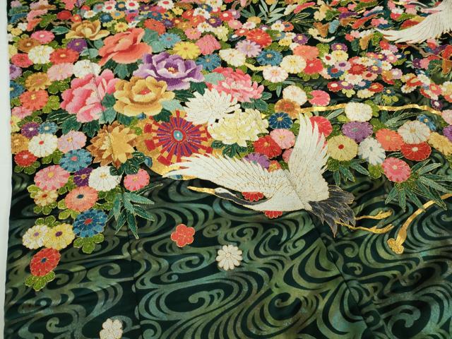 平和屋本店●極上　中国三大刺繍　相良刺繍　色打掛　和装　婚礼　結婚式　花嫁　神社挙式　駒刺繍　飛鶴花車　金糸　逸品　DZAB7449kh6