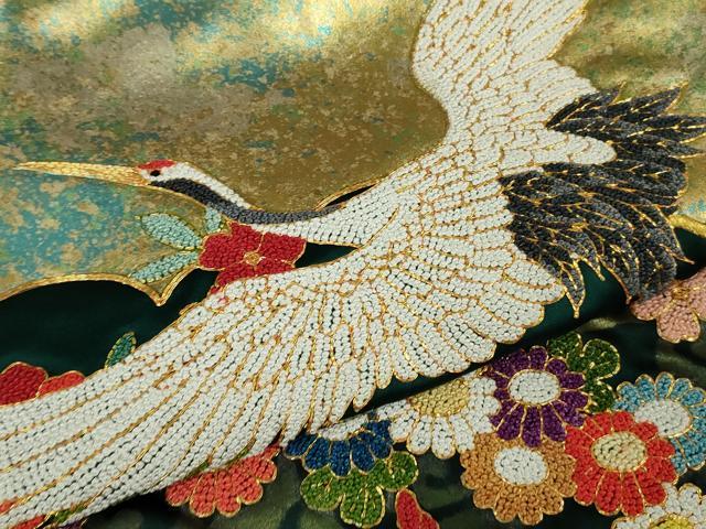 平和屋本店●極上　中国三大刺繍　相良刺繍　色打掛　和装　婚礼　結婚式　花嫁　神社挙式　駒刺繍　飛鶴花車　金糸　逸品　DZAB7449kh6
