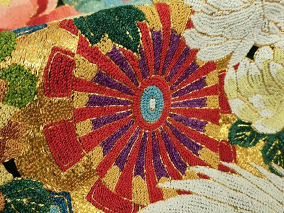 平和屋本店●極上　中国三大刺繍　相良刺繍　色打掛　和装　婚礼　結婚式　花嫁　神社挙式　駒刺繍　飛鶴花車　金糸　逸品　DZAB7449kh6