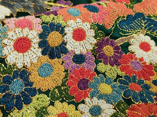 平和屋本店●極上　中国三大刺繍　相良刺繍　色打掛　和装　婚礼　結婚式　花嫁　神社挙式　駒刺繍　飛鶴花車　金糸　逸品　DZAB7449kh6