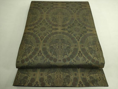 平和屋着物●極上　創業280年　誉田屋源兵衛　両面　太鼓柄袋帯　竹取物語　狩猟文　黒地　金糸　上代150万　反端付　逸品　DZAB7452kh6