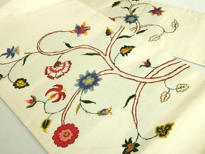 平和屋本店●極上　洛風林　工芸帯地　九寸名古屋帯　唐織　更紗花文　逸品　DZAB7453kh6