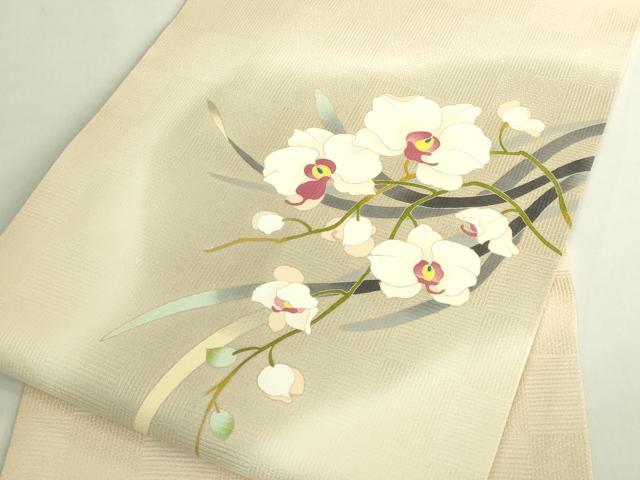 平和屋本店●極上　京友禅　才勝精秀　九寸名古屋帯　胡蝶蘭　逸品　DZAB7463kh6