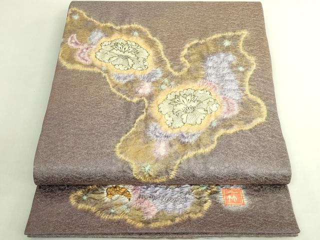 平和屋本店●極上　初代　久保田一竹　幻の辻が花　太鼓柄袋帯　金通し地　逸品　DZAB7469kh6