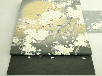 平和屋着物●極上　東京手描友禅　田邊慶昇　九寸名古屋帯　手描き　枝桜　逸品　DZAB7471kh6