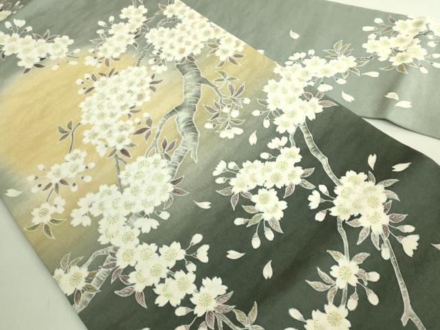 平和屋着物●極上　東京手描友禅　田邊慶昇　九寸名古屋帯　手描き　枝桜　逸品　DZAB7471kh6