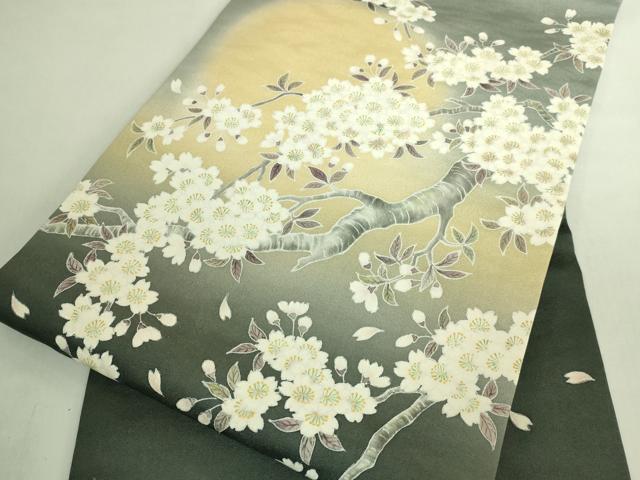 平和屋着物●極上　東京手描友禅　田邊慶昇　九寸名古屋帯　手描き　枝桜　逸品　DZAB7471kh6