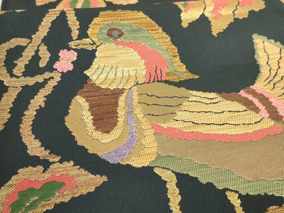 平和屋本店●極上　洛風林　工芸帯地　徳田義三　六通柄袋帯　更紗花鳥文　羊羹色地　金糸　逸品　DZAB7473kh6