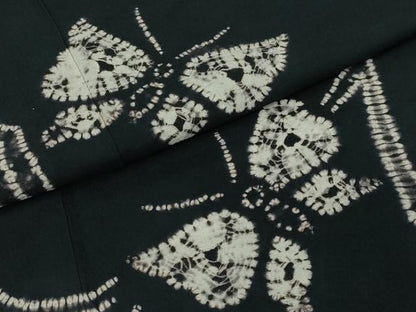 平和屋着物∴極上　夏物　浴衣　有松鳴海絞り　舞蝶文　黒地　綿　逸品　DZAB7485kh6