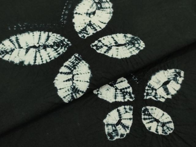 平和屋着物∴極上　夏物　浴衣　有松鳴海絞り　舞蝶文　黒地　綿　逸品　DZAB7487kh6