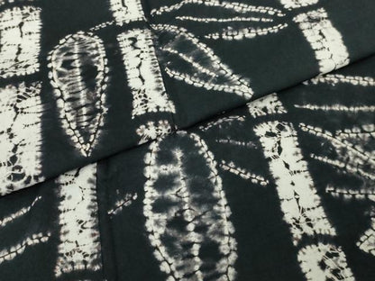 平和屋着物∴極上　夏物　浴衣　有松鳴海絞り　笹竹　黒地　綿　逸品　DZAB7490kh6