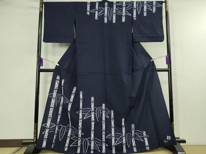 平和屋着物∴極上　夏物　浴衣　有松鳴海絞り　笹竹　綿　逸品　DZAB7492kh6
