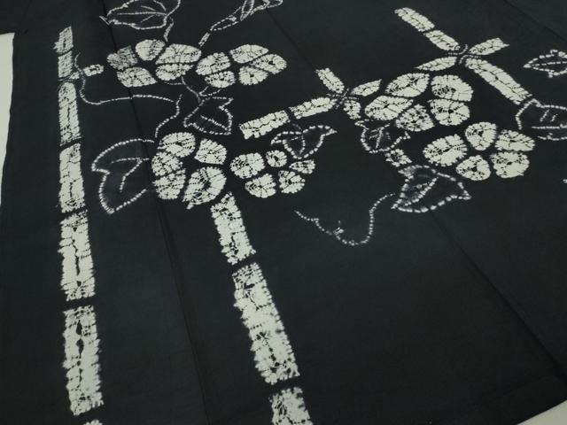 平和屋着物∴極上　夏物　浴衣　有松鳴海絞り　朝顔　黒地　綿　逸品　DZAB7493kh6