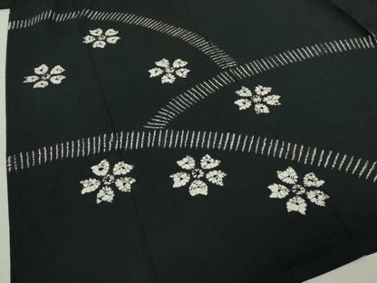 平和屋着物∴極上　夏物　浴衣　有松鳴海絞り　舞花文　黒地　綿　逸品　DZAB7496kh6