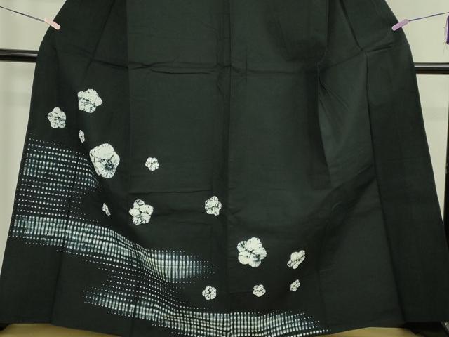 平和屋着物∴極上　夏物　浴衣　有松鳴海絞り　黒地　綿　逸品　DZAB7497kh6