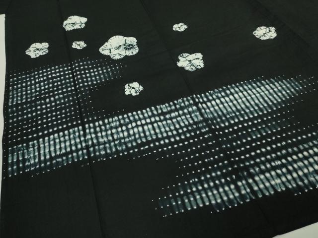 平和屋着物∴極上　夏物　浴衣　有松鳴海絞り　黒地　綿　逸品　DZAB7497kh6