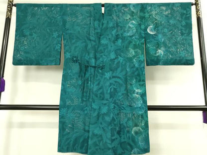 平和屋本店∞極上　道中着　スリーシーズン　春夏秋　塵除け　ロング丈　奥村右子　臈纈染め　花唐草　反端付き　逸品　DZAB7507kh6