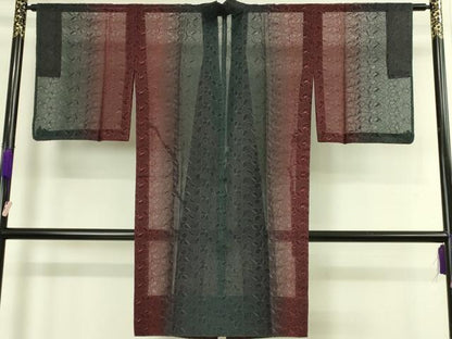 平和屋着物∞極上 近江屋藤兵衛 道中着 オーガンジー スリーシーズン 春夏秋 塵除け ロング丈 吊り染ボカシ 舞桜 証紙付 逸品 DZAB7519kh6