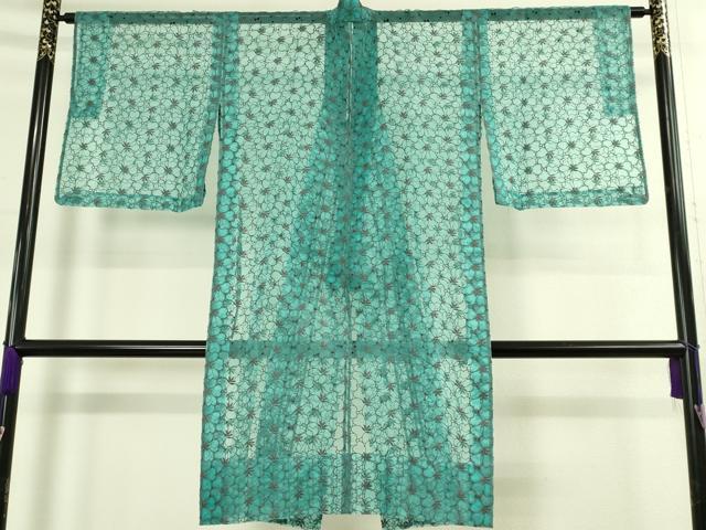 平和屋本店∞極上　道中着　オーガンジー　スリーシーズン　春夏秋　塵除け　ロング丈　刺繍　花尽くし　逸品　DZAB7529kh6