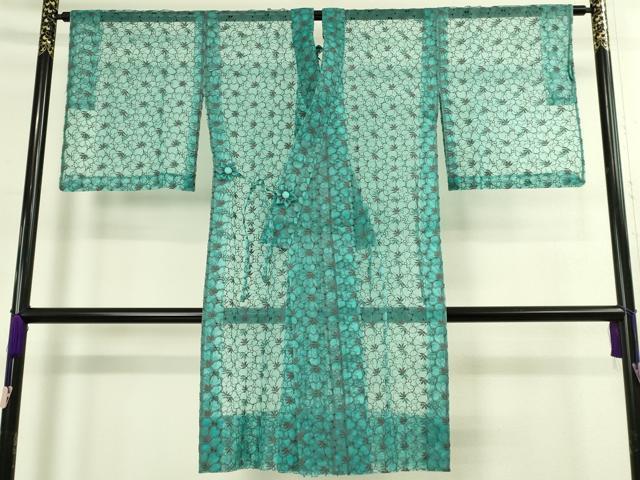平和屋本店∞極上　道中着　オーガンジー　スリーシーズン　春夏秋　塵除け　ロング丈　刺繍　花尽くし　逸品　DZAB7529kh6