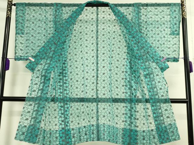 平和屋本店∞極上　道中着　オーガンジー　スリーシーズン　春夏秋　塵除け　ロング丈　刺繍　花尽くし　逸品　DZAB7529kh6