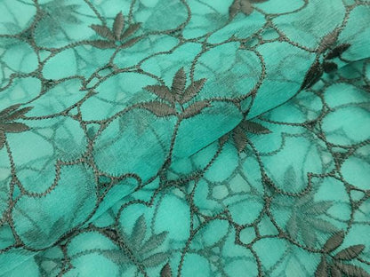平和屋本店∞極上　道中着　オーガンジー　スリーシーズン　春夏秋　塵除け　ロング丈　刺繍　花尽くし　逸品　DZAB7529kh6